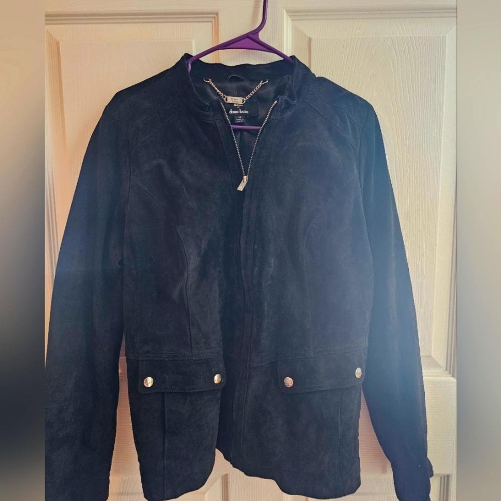 Dennis Basso Washable Suede Zip Front Jacket
